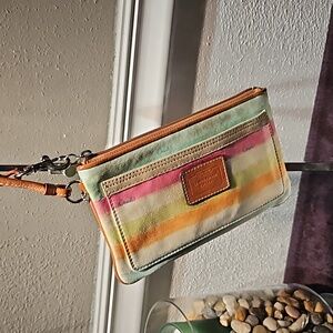 Coach Hampton striped wristlet